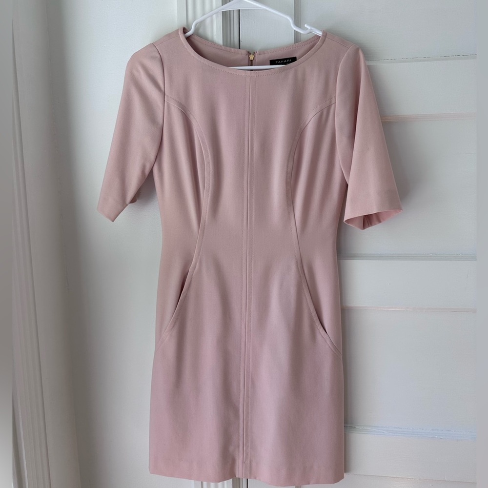 Light Pink Tahari Shift Dress, size 2P